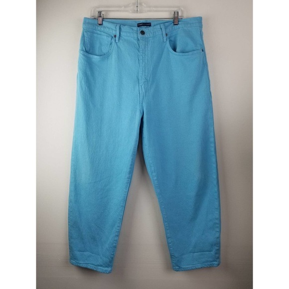 Levi's Made & Crafted BARREL WOMEN'S JEANS 31 AQUA BLUE Straight Raw Hem Loose - Picture 6 of 14